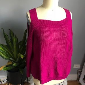 Plus Size Cold Shoulder Knit Sweater